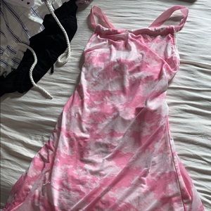 pink cloud print slip dress